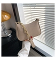 Beige Umhängetasche mit Krokodilprägung und Harzkette für Damen im Büro-Alltag - Khaki