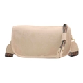 Minimalist beige crossbody pillow bag with bohemian pattern wide shoulder strap - Off White