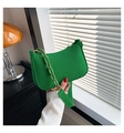 Green faux leather crossbody bag with crocodile pattern and acrylic chain strap - Green
