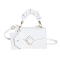 White crocodile pattern handbag with ruched handle and matching mini envelope pouch - Crocodile Pattern 2-in-1 Set / White