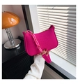 Fuchsia crocodile embossed crossbody bag with chunky chain strap for stylish women - Rose Red