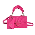 Rose red stone pattern crossbody bag with matching coin purse and golden buckle - Crocodile Pattern 2-in-1 Set / Rose Red