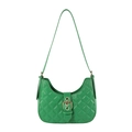 Elegante borsa sottobraccio verde con motivo trapuntato a rombi e fibbia oro - Verde
