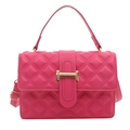 Minimalist rose pink square bag with rhombus embossing and gold metal clasp - Rose Red
