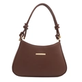 Vintage dark brown underarm bag with knot handle detail and gold hardware - Brown
