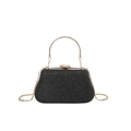 Elegante schwarze Glitzer-Abendtasche mit goldenem Griff und Perlen-Diamant-Verschluss - Schwarz