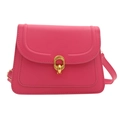 Magenta leather crossbody bag with elegant golden double ring buckle and flap closure - Rose Red