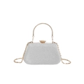 Elegante silberne Pailletten-Abendtasche mit goldenem Metallgriff und Kette für Damen - Silber