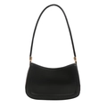 Borsa sottobraccio minimalista in pelle nera con design curvo e dettagli dorati - Nero