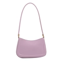 Borsa a spalla color lavanda in ecopelle con design curvo e dettagli metallici oro - Viola