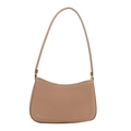 Minimalist nude saddle shoulder bag in smooth matte finish with gold hardware - Khaki