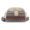 Sac bandoulière style ethnique aux motifs géométriques tissés colorés et large bandoulière - Bleu
