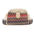 Sac bandoulière en toile style ethnique avec motifs géométriques et large sangle - Rouge
