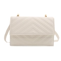 Chic white quilted crossbody bag with golden hardware and adjustable leather strap - White