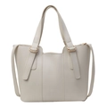 Chic off-white minimalist PU leather bucket bag with top handle and shoulder strap - Off-white