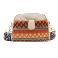 Sac bandoulière bohème tissé avec motifs de losanges et large bandoulière imprimée - Orange