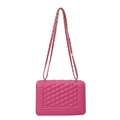Roze gewatteerde crossbodytas met gouden ketting en geometrische stiksels voor dames - Rozerood