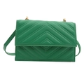 Petit sac à bandoulière vert avec matelassage chevron et fermoir doré chic - Vert