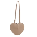 Beige herzförmige Umhängetasche aus PU-Leder mit minimalistischem Schultergurt-Design - Khaki