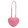 Chic pink heart-shaped crossbody bag for women with smooth PU leather finish - Pink