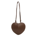 Chocolate brown heart-shaped shoulder bag with smooth faux leather and adjustable strap - Brown