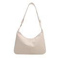 Chic cream white half-moon shoulder bag with adjustable strap and smooth leather finish - With Ornament / White