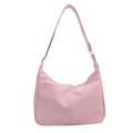 Pink nylon crescent dumpling shoulder bag with adjustable strap and zip closure - With Ornament / Pink