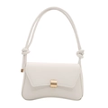 Minimalist white underarm shoulder bag with gold buckle and knot strap detail - White