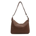Deep brown vintage hobo bag in soft faux leather with adjustable shoulder strap - With Ornament / Brown