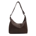 Dark brown retro hobo bag with vintage leather texture and adjustable shoulder strap - With Ornament / Brown