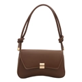 Brown faux leather underarm shoulder bag with curved base and knot strap detail - Brown