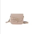 Stijlvolle beige zadeltas met decoratieve gesp en goudkleurige details voor dames - Khaki