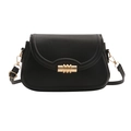 Minimalist black leather crossbody bag featuring a striking gold cylindrical lock closure - Black
