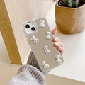 Detail of silver mirror phone case with 3D bear ornaments for iPhone series - iPhone 7/8/SE 2020 / Silver Mirror Bear