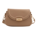 Minimalist beige crossbody bag with premium gold buckle and adjustable strap - Khaki