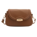 Chic brown crossbody bag with smooth finish and golden cylindrical buckle closure - Brown