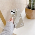 Mirror silver iPhone case with 3D embossed hearts and protective TPU frame - Silver Mirror Folded Heart / iPhone 7/8/SE 2020