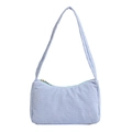 Light blue corduroy underarm bag with vertical texture and zip closure in retro style - Blue