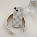 Coque iPhone transparente avec breloques raisins 3D pailletés sur fond crème doux - Paillettes Colle à Gouttes-Raisin / iPhone 7/8/SE 2020