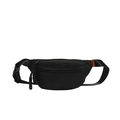 Bolso de pecho minimalista de nailon negro con correa ajustable y etiqueta naranja - Negro