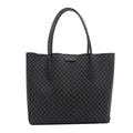 Grand sac cabas vintage rétro avec motif géométrique gris et poignée supérieure - Noir