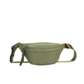 Army green nylon fanny pack for women with adjustable strap and orange brand label - Green