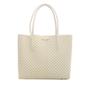 Grand sac cabas rétro blanc aux motifs géométriques circulaires jaunes pour femmes - Blanc