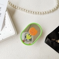 Dettaglio del supporto a specchio per cellulare con motivo a tulipano e bordo verde vivace - Tulipano Verde