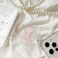 Dettaglio del supporto per telefono in resina con fiori e coda di pesce rosa - Rosa - Colla per Paillettes Fiore Laser Sirena