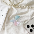 Dettaglio del supporto per telefono con coda di sirena, perle e paillette lucide - Blu - Colla per Paillettes Fiore Laser Sirena