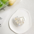 Supporto per telefono a cuore trasparente con perle e paillettes su vassoio bianco - Stile Blocco di Filo d'Oro Stella Trasparente