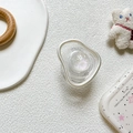 Soporte para móvil de resina brillante con gema nacarada y remolino plateado - Planeta con Brillo-Blanco