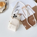 Cream quilted mini bag phone case for iPhone with crossbody strap and golden zipper detail - Apricot / iPhone 7/8/SE 2020