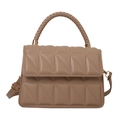 Elegante borsa a tracolla trapuntata beige con manico intrecciato e borsa a tracolla - Cachi
